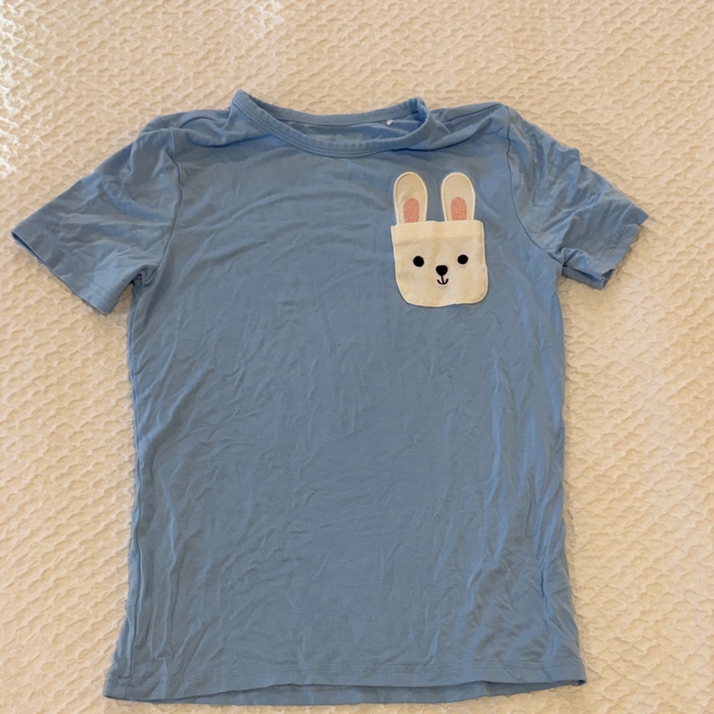 Little Sleepies Blue Tee with Bunny Pocket